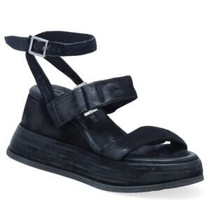 NEW A.S.98 Rooney Platform Wedge Black Leather Suede Quiet Luxury MSRP $330 41